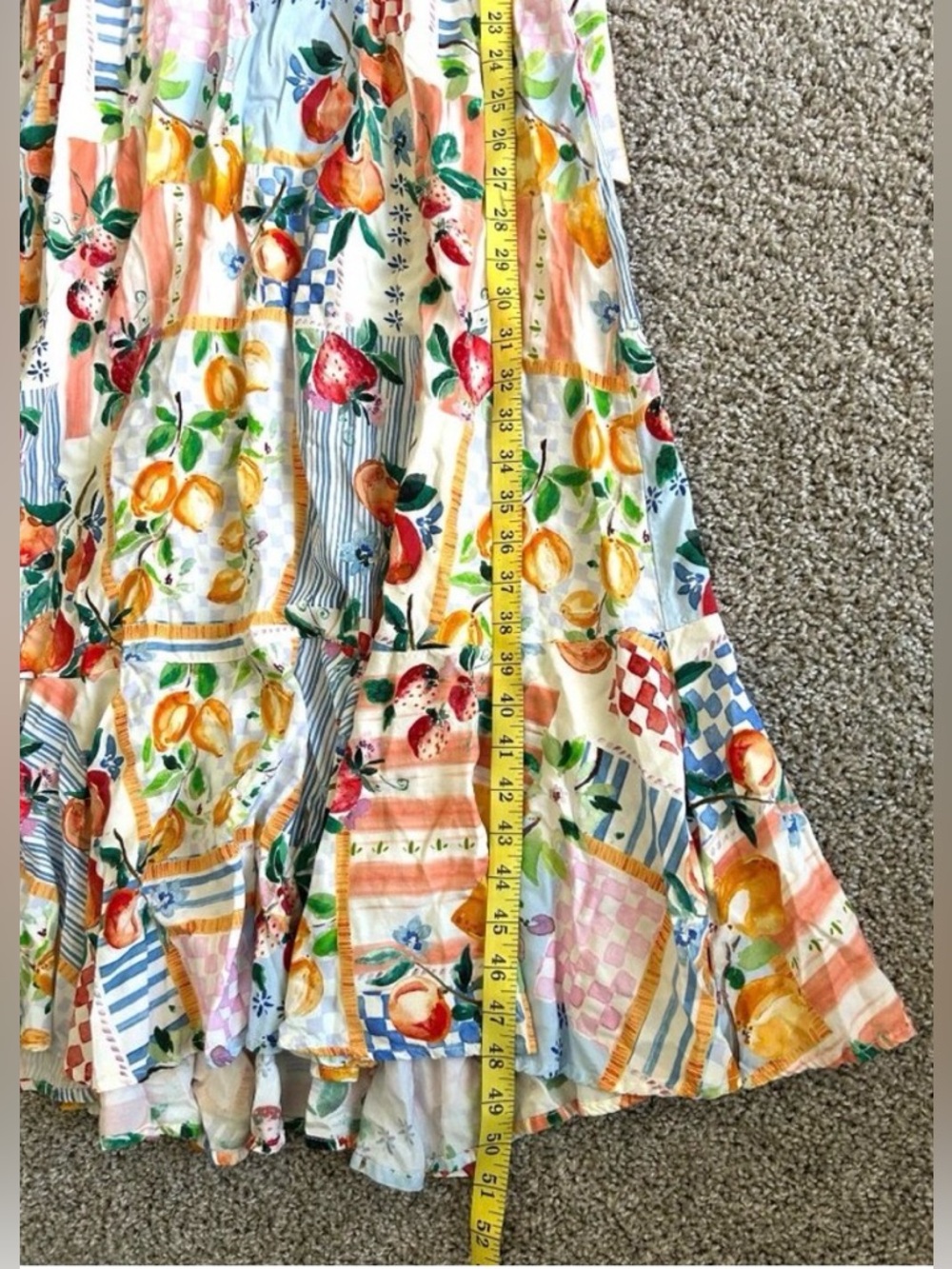 Paper Heart Anthropologie Colorful Patchwork Fruit Pattern Maxi Dress - Picture 9 of 9